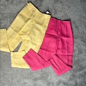 Talbots Yellow and Pink Pants With Side Pant Slit NWT